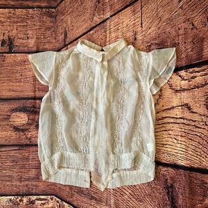 Nataya “Downtown‎ Abbey” Vintage Elegant Lace Cream Button Top